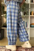 Patrick Plaid Brushed Cotton Demi Bloom Pant Soft Cobalt